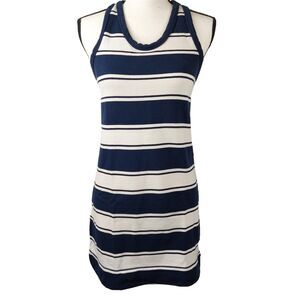 J Crew Women Rugby Dress  Racer Back Cotton Jersey Navy White Sleeveless Size XS